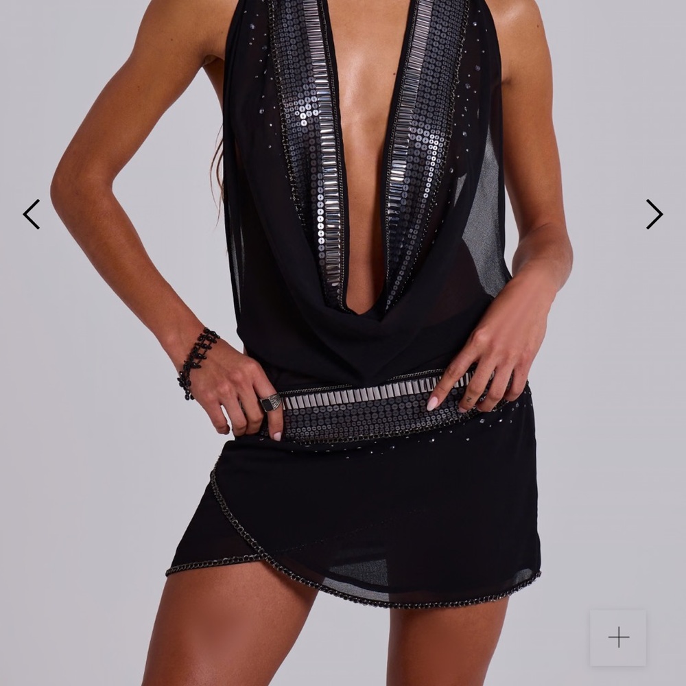 Jaded London Black Sequin Mini Dress